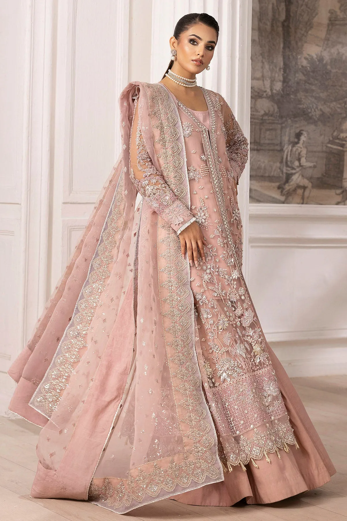 4935-AHLAM EMBROIDERED SILK NET UNSTITCHED