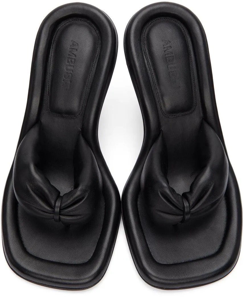 AMBUSH Black Leather Cushion Sandals