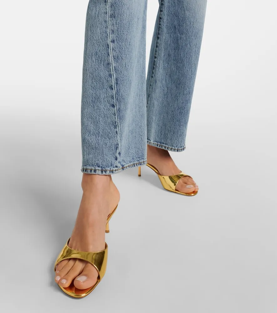 Amina Muaddi Jeanne 60 metallic leather mules