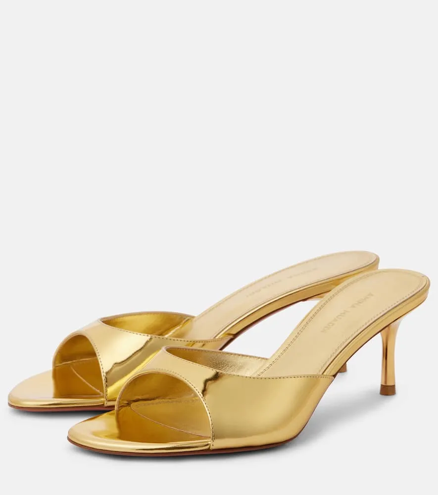 Amina Muaddi Jeanne 60 metallic leather mules