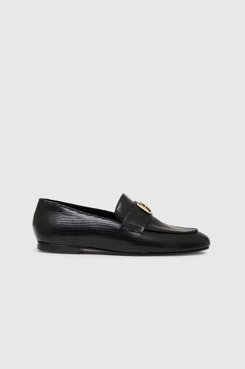 Anine Bing Corrine Loafers Monogram - Black Mini Embossed