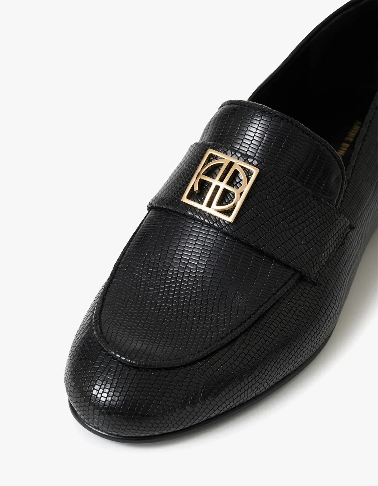 Anine Bing Corrine Loafers Monogram - Black Mini Embossed