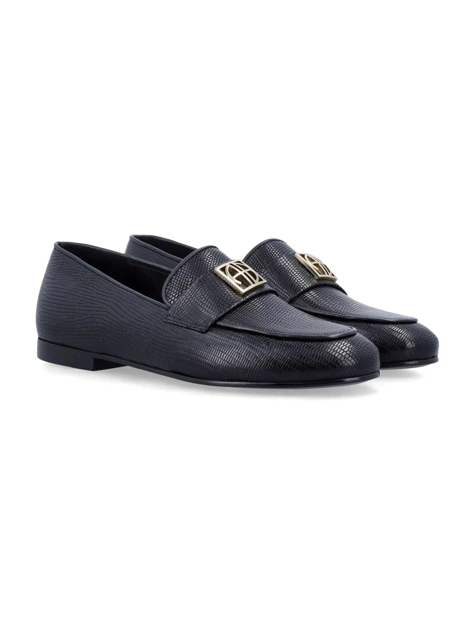 Anine Bing Corrine Loafers Monogram - Black Mini Embossed