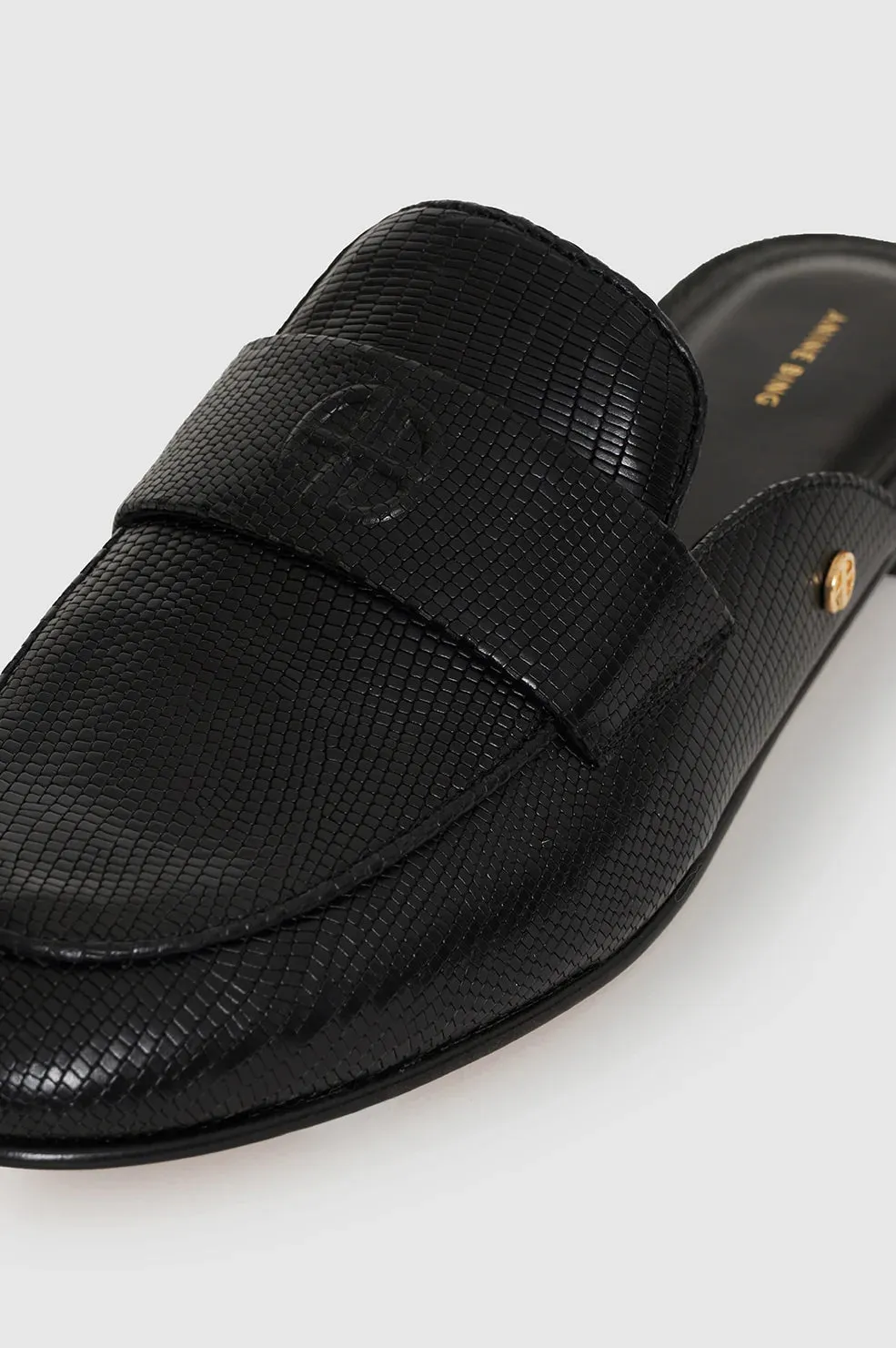 Anine Bing Corrine Mules - Mini Embossed Black