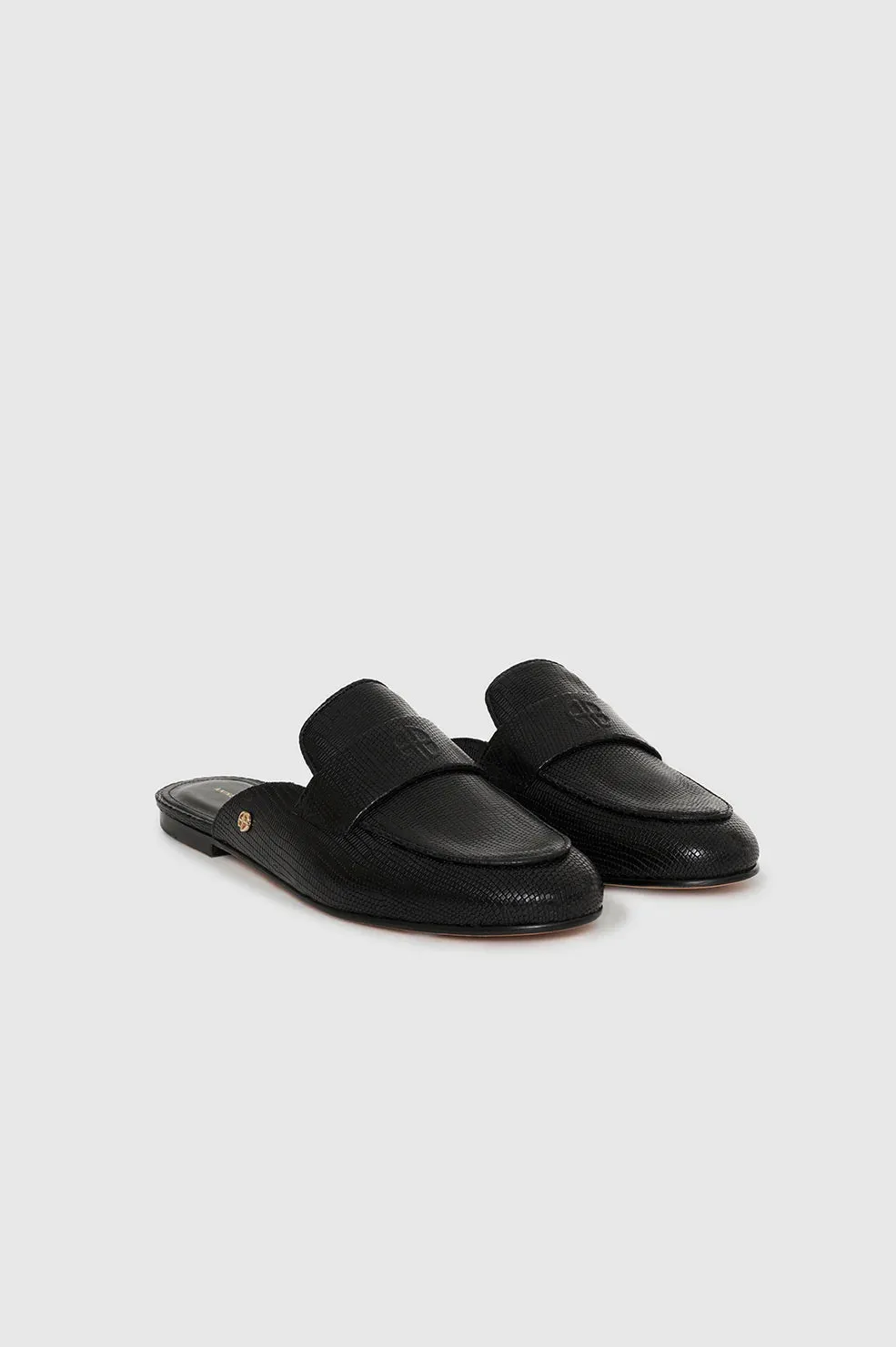 Anine Bing Corrine Mules - Mini Embossed Black