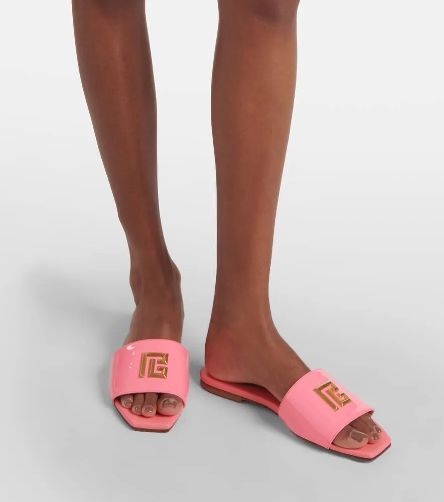 Balmain Dafne patent leather slides