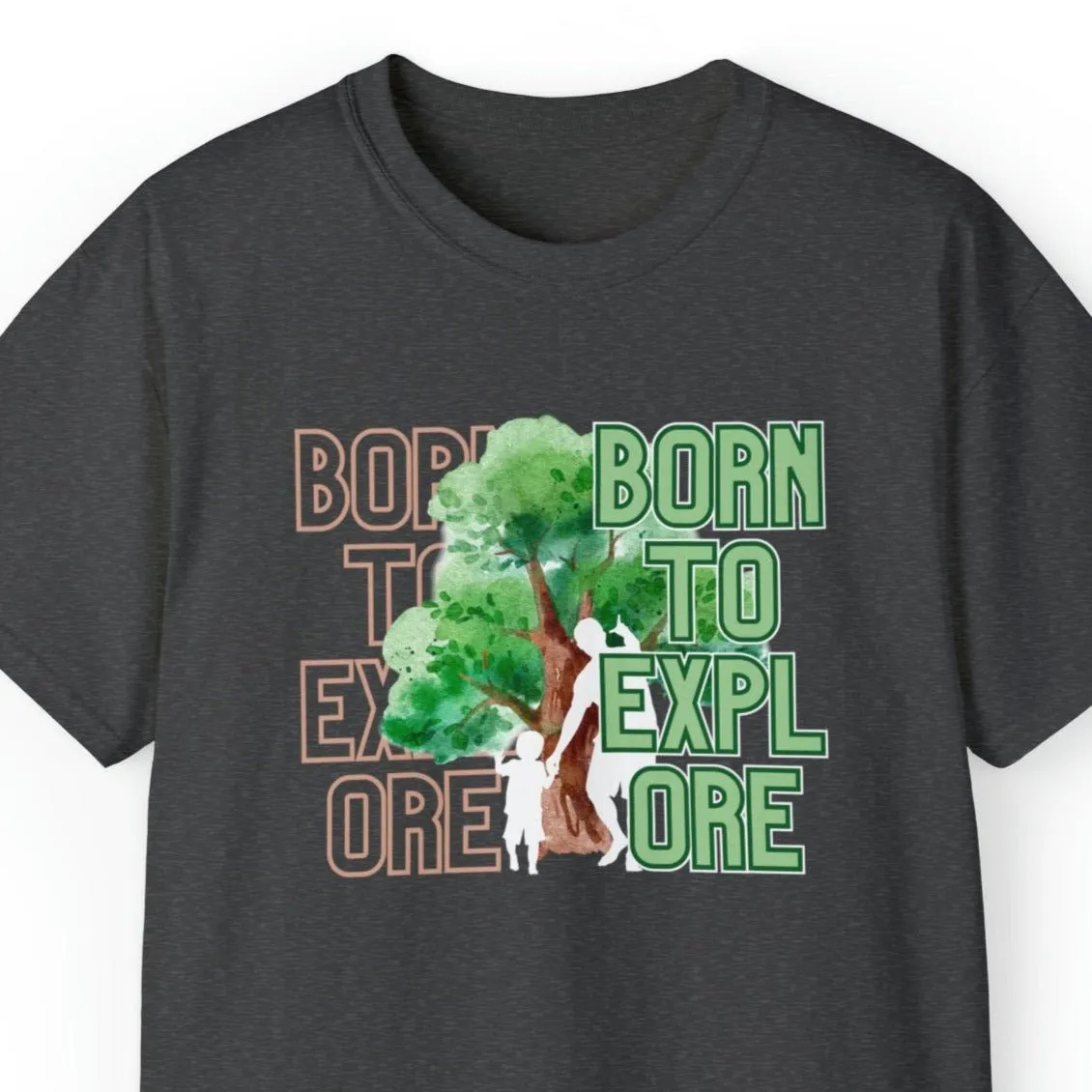 Born to Explore Men's Tee: Father-Son Adventure Among Tall Trees