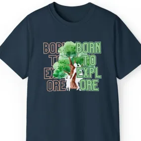 Born to Explore Men's Tee: Father-Son Adventure Among Tall Trees