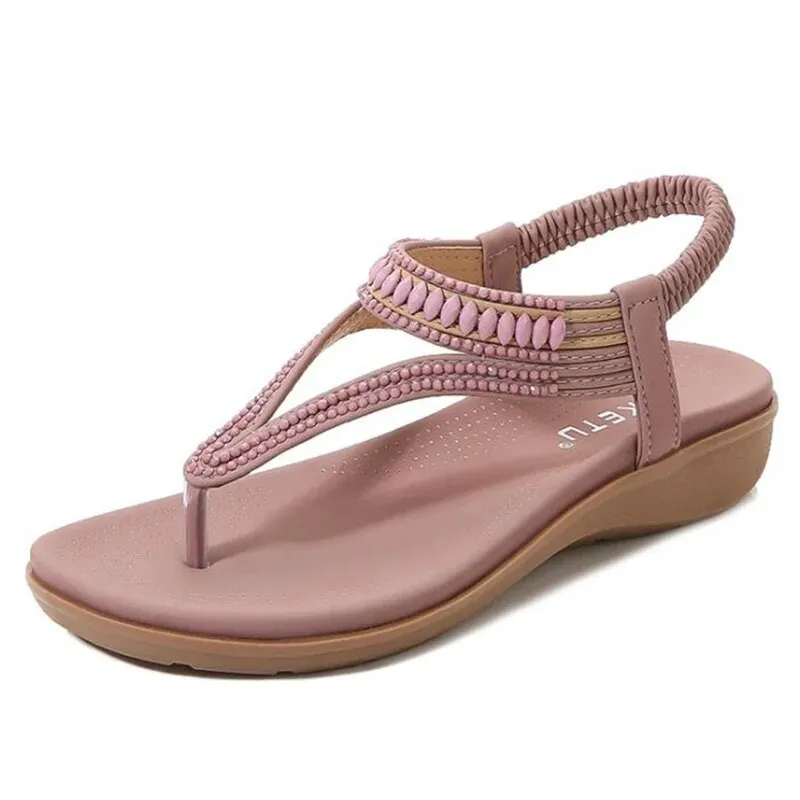 Cuzcare Orthopedic Women Sandals High Quality Vintage Comfortable Flats Stylish Summer Flip-flops