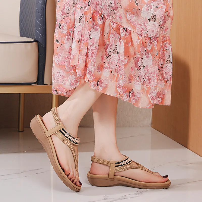 Cuzcare Orthopedic Women Sandals High Quality Vintage Comfortable Flats Stylish Summer Flip-flops