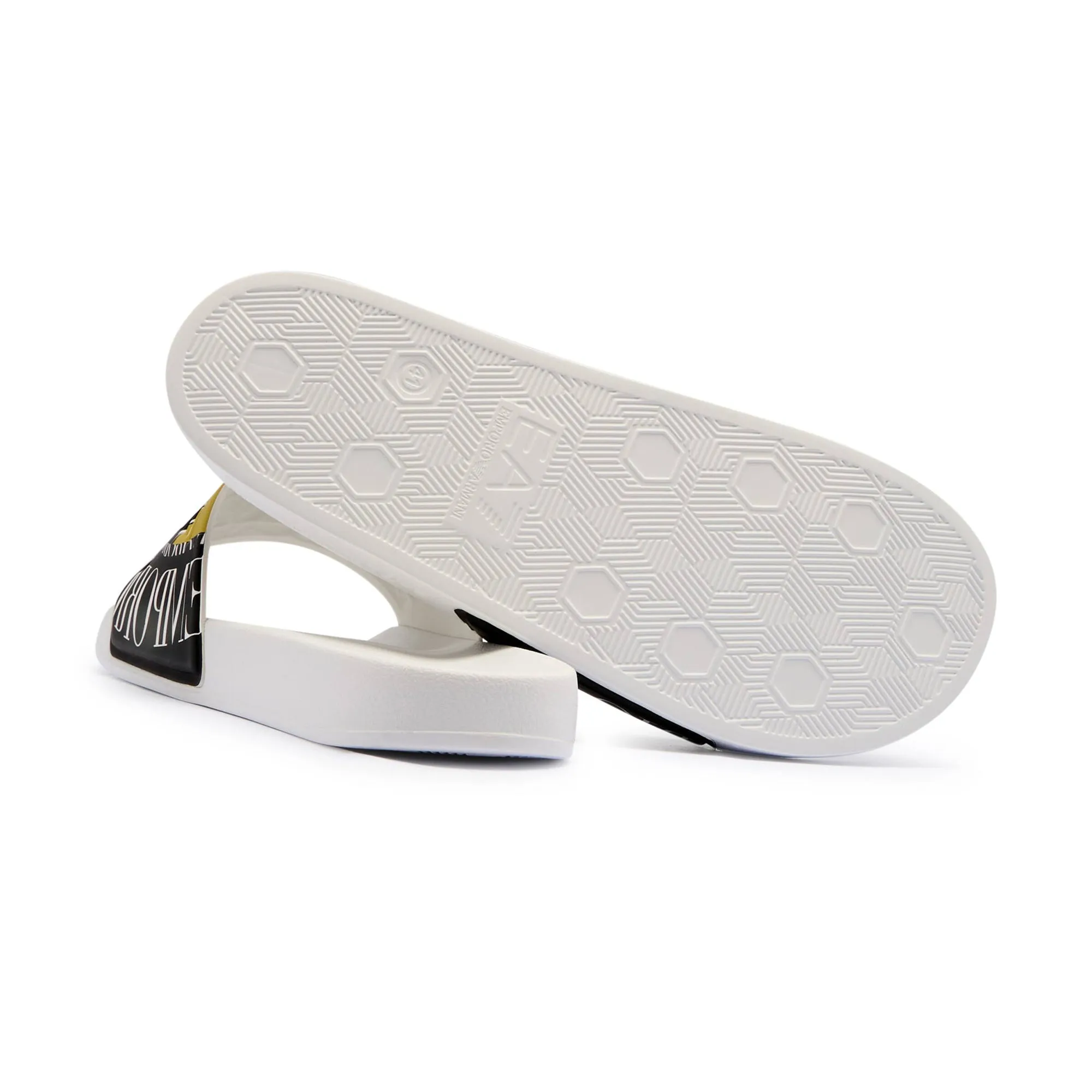 EA7 Emporio Armani Visibility Logo Slides White/Antique Moss Rings Print