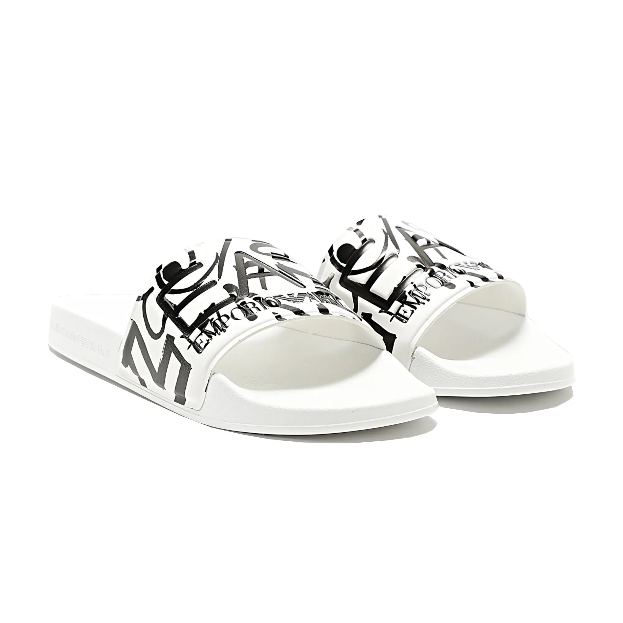 EA7 Emporio Armani Visibility Logo Slides White/White Writing Print