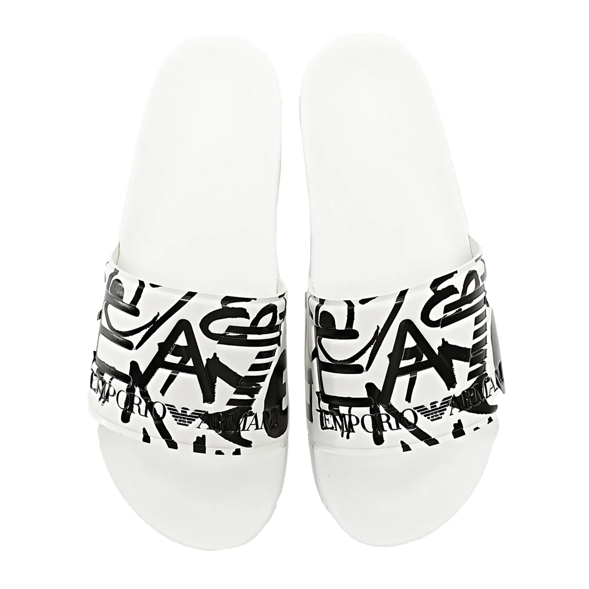 EA7 Emporio Armani Visibility Logo Slides White/White Writing Print