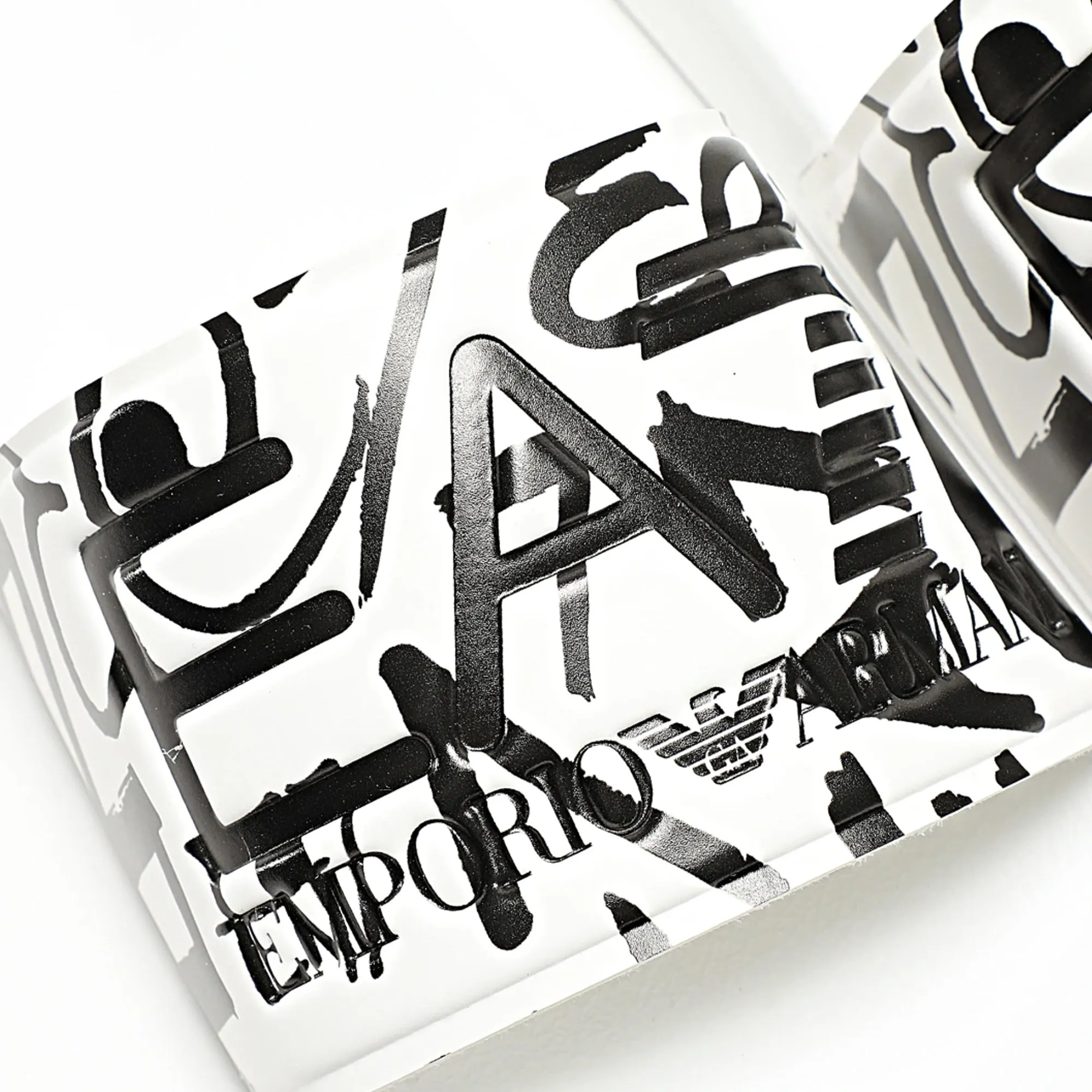 EA7 Emporio Armani Visibility Logo Slides White/White Writing Print