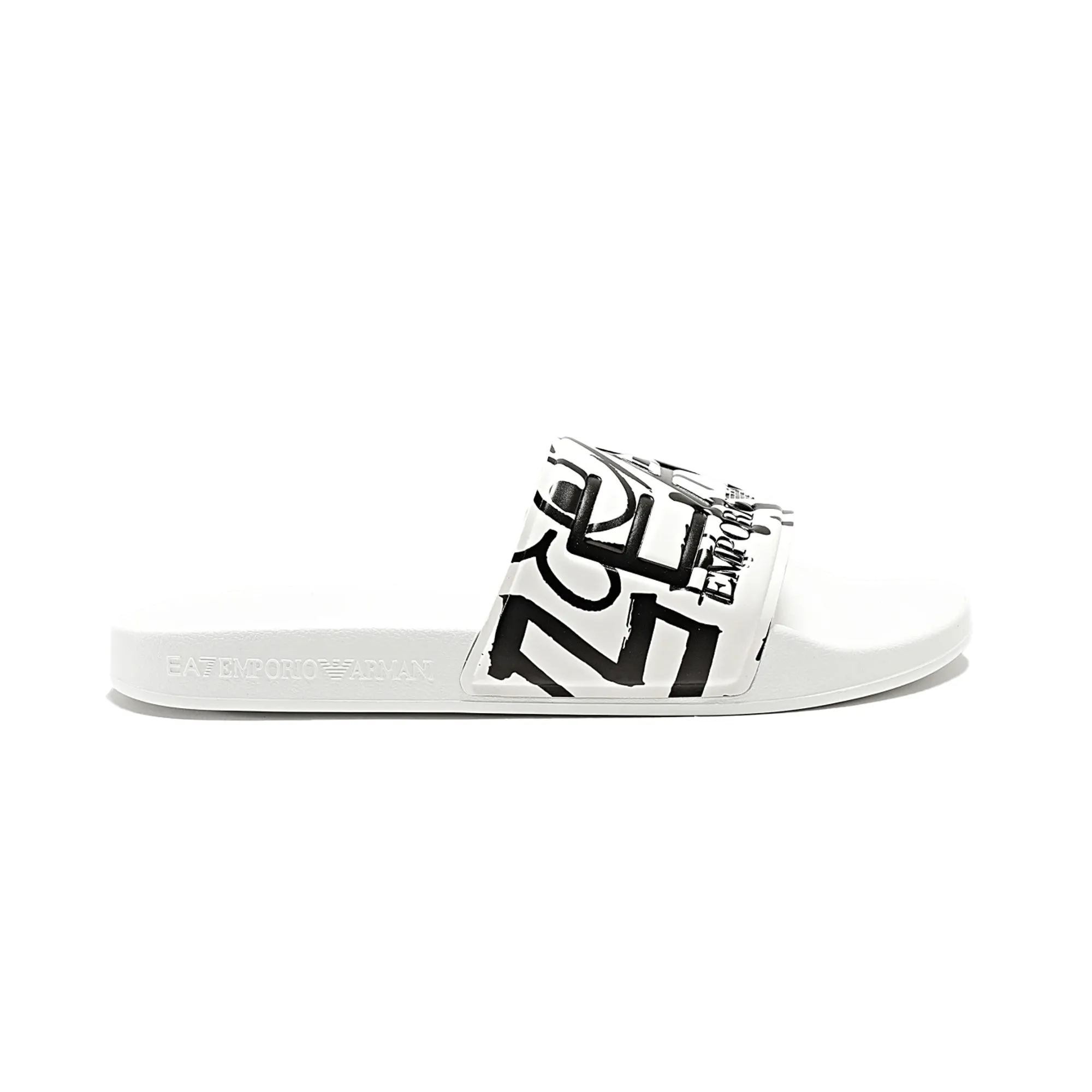 EA7 Emporio Armani Visibility Logo Slides White/White Writing Print