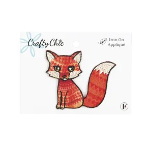 Fabric Editions Crafty Chic Iron On Applique - Fox Patch - Orange