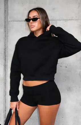 So Much More Cropped Hoodie Black
